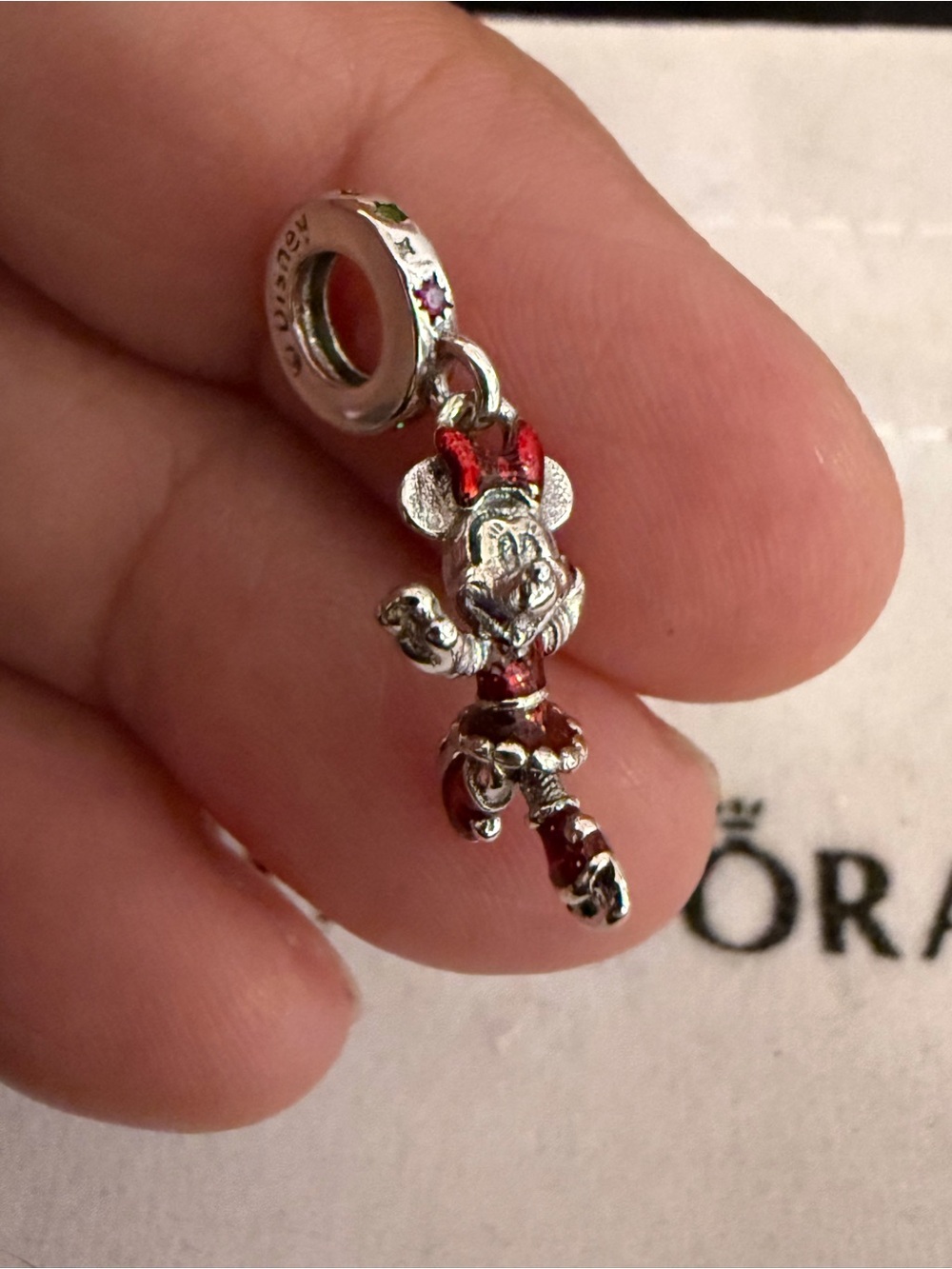 Disney Minnie Mouse Red and Silver Dangle Charm for Bracelet